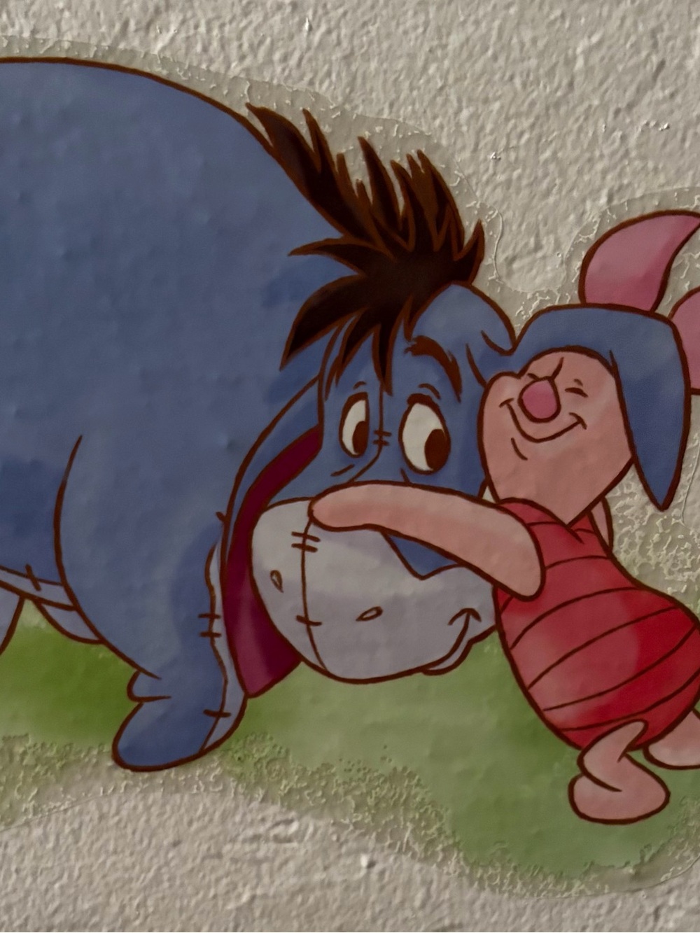 8.5”-wide, 6”-tall Used Vinyl Stick-&-Peel Eeyore & Piglet Wall Decal